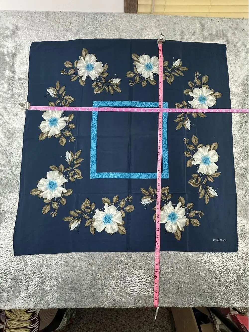 Ellen Tracy Vintage Floral Navy‎ Scarf